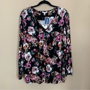 New Eliane Rose Black Floral Print Top